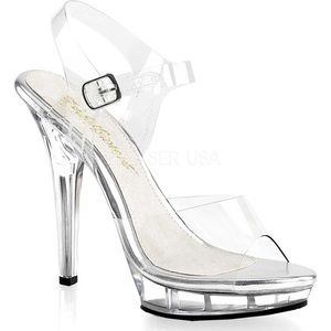 Clear pageant shoes by Fabulacous Size 8 with 4” Heel with tan soles